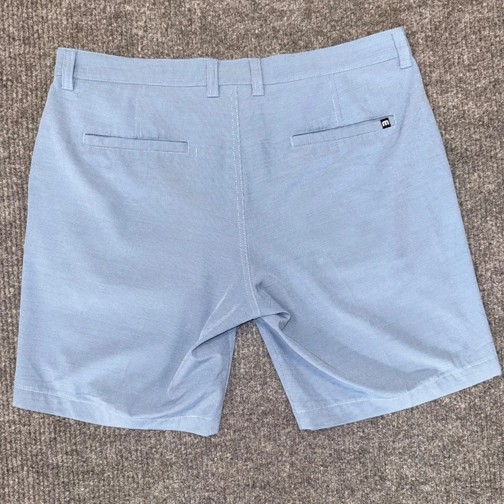 TravisMathew Mens Golf Shorts Blue Micro Check Stretch Performance Size 36 - Picture 10 of 10